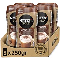 Los mejores  - NESCAFÉ GOLD CAPPUCCINO NATURAL- cremoso café soluble con leche desnatada- Pack de 5 botes de 250 g